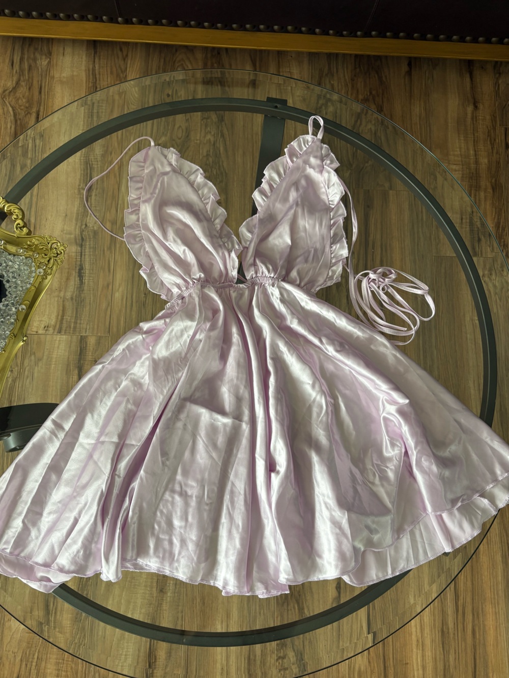 Satin Baby Pink Halter Dress